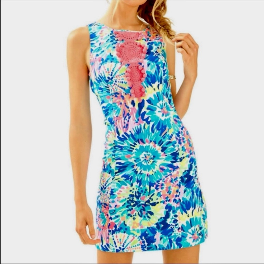 Lilly Pulitzer Blue Pink Green Floral Mini Dress
